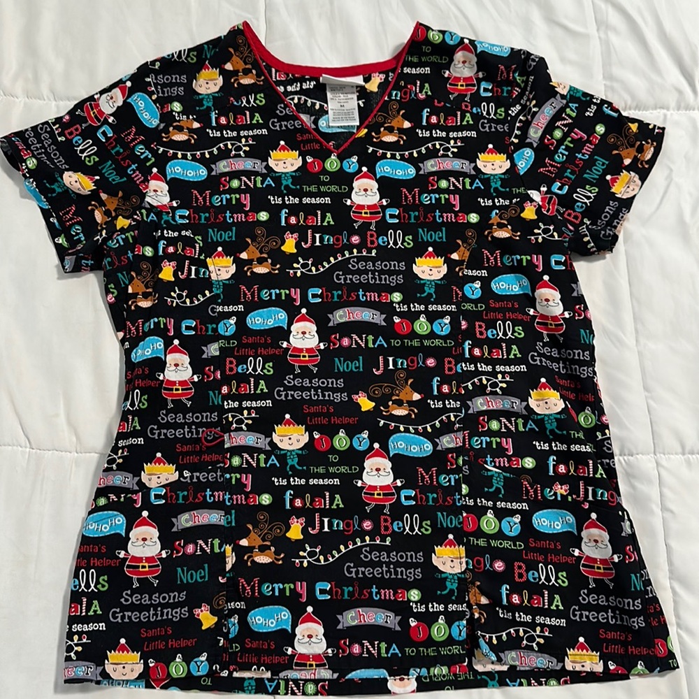 Women’s Medical / Nurse Holiday Scrub Top - Size Medium